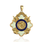 Snake Gold Medallion With White Enamel