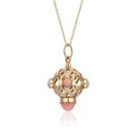 Pink Sphere Gold  Pendant