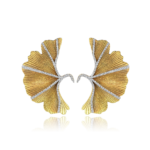 Ginkgo Biloba Gold Earrings With Diamonds