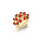 Hammam Gold Ring With Red Coral Dots