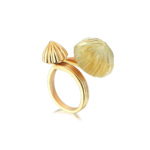 Double Dome Gold Ring Gold & Yellow Topaz